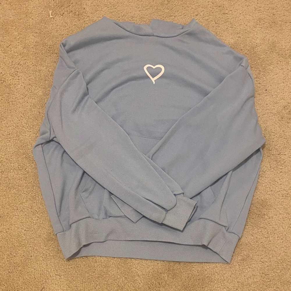 Blue Sweatshirt with Heart Design
